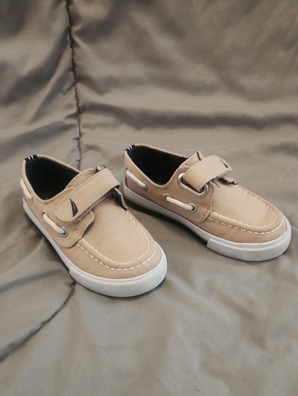 Nautica Tan Kids Boat Shoes with White Soles